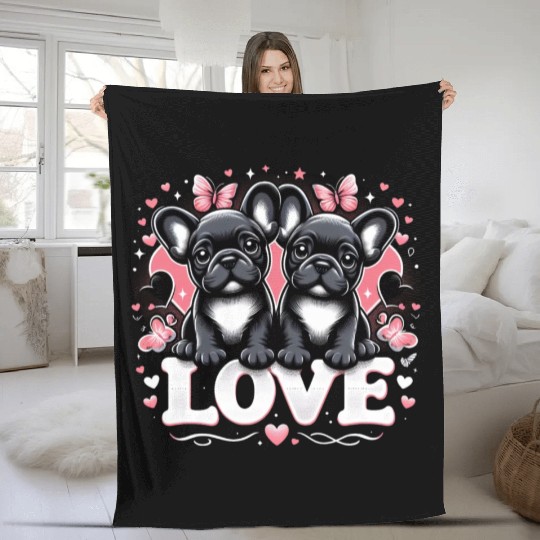 French bulldogs Fleece Blankets