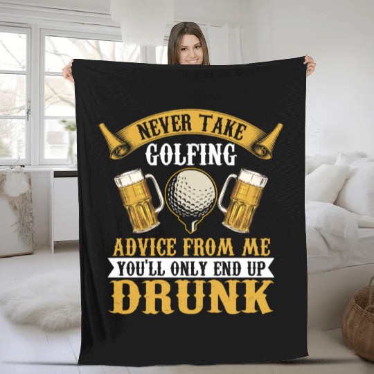 Funny golf beer golfing Fleece Blankets
