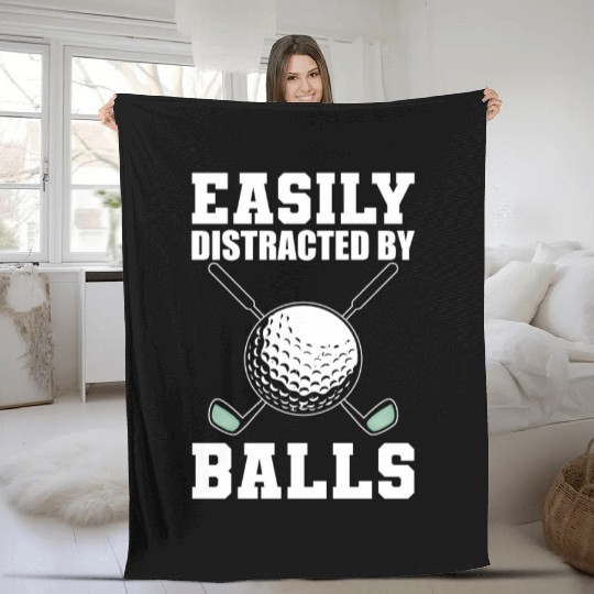 Golf Ball Humor Golfing Driver Golf Gift for Male Fleece Blankets