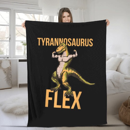 Tyrannosaurus Flex Weightlifting Powerlifting Fleece Blankets