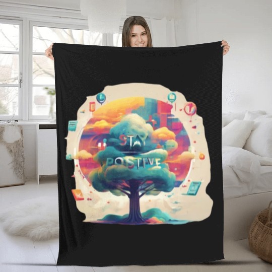 Stay positive Fleece Blankets