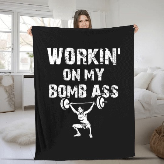 Fitness gym workout Bodybuilder Girl Fleece Blankets