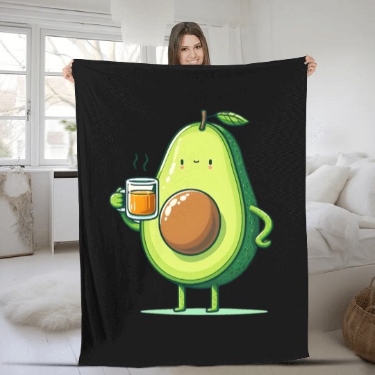 Tea Time Avocado Fleece Blankets