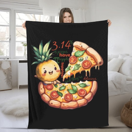 pi day math Pineapple pizza Toppings Fleece Blankets