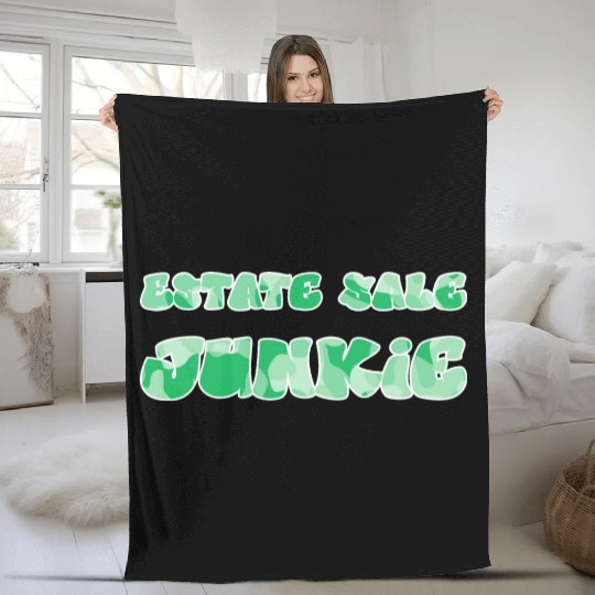 Estate Sale Junkie green camo Fleece Blankets