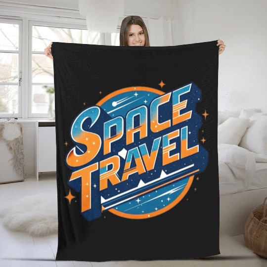 space travel typography text with stars Fleece Blankets