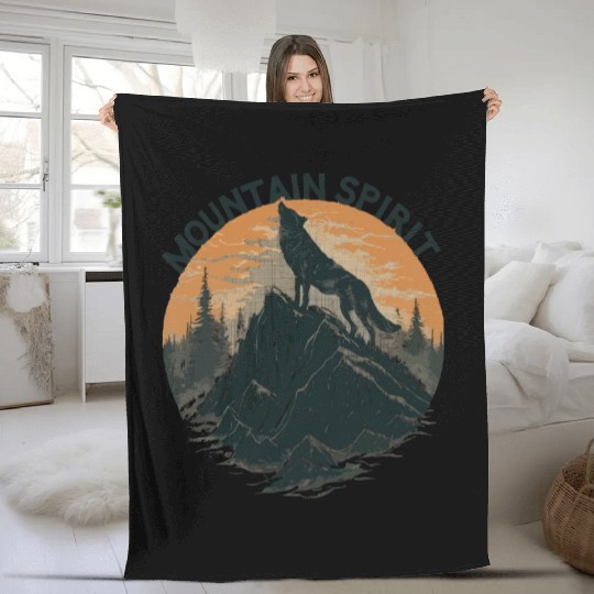 Mountain Majesty Wolf Howling on the Peak Fleece Blankets