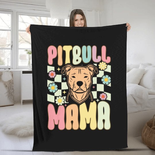 Groovy Pitbull Mom Female Dog Lover Fleece Blankets