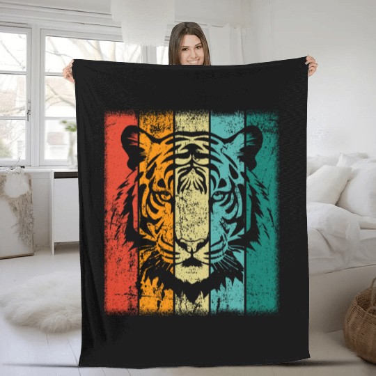 Retro Tiger Fleece Blankets