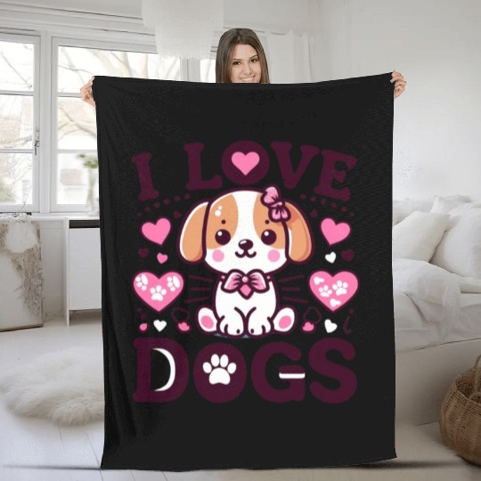 I love dogs design ,dog lovers. Fleece Blankets