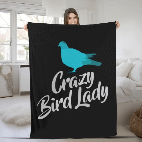 Crazy Bird Lady Fleece Blankets