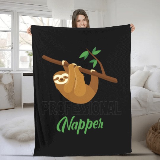 Professional Napper Sloth Sloth Sleep Fleece Blankets