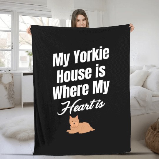 My Yorkie House Is Where My Heart Is Weimaraner Fleece Blankets