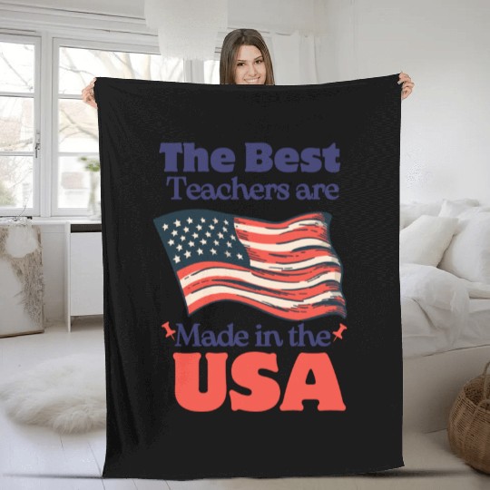 Teacher Appreciation Gift for 4th of July Fleece Blankets