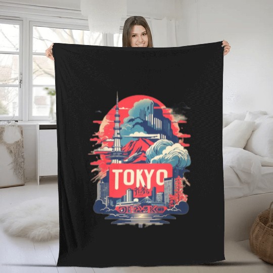 Tokyo Vintage Fleece Blankets