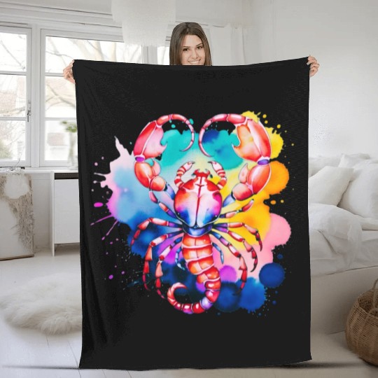 Color splash zodiac: Scorpio Fleece Blankets