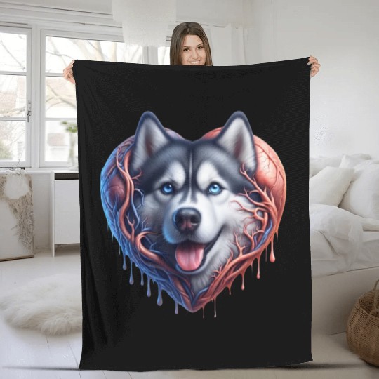Husky Harmony: Heartwarming Merch Collection Fleece Blankets