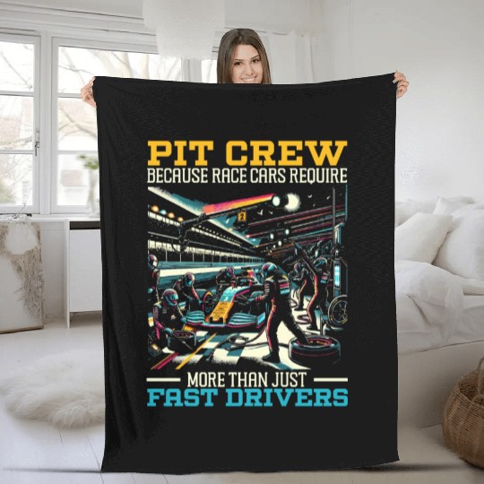 Pit Crew Race Car Racing Race Track Motorsport Fleece Blankets