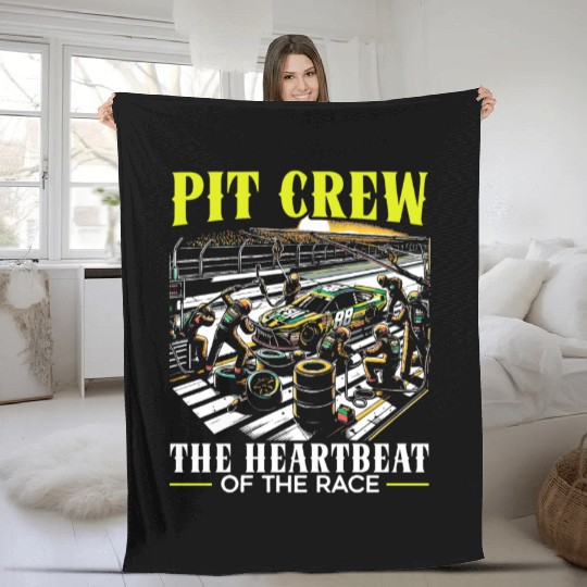 Pit Crew Race Car Racing Race Track Motorsport Fleece Blankets