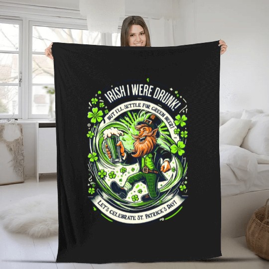 Irish I were Drunk Fleece Blankets