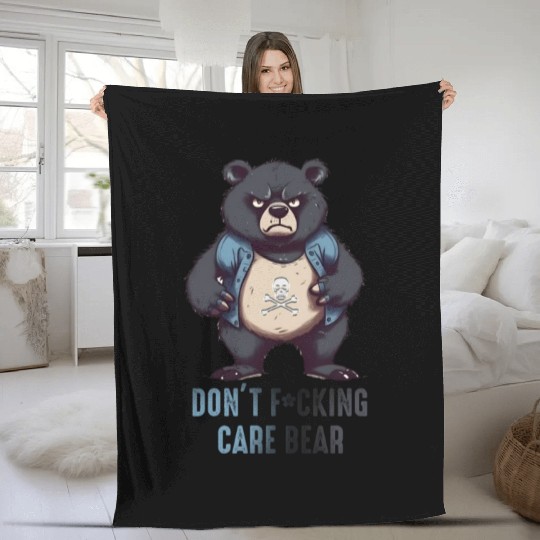 Don't F*cking Care Bear Fleece Blankets