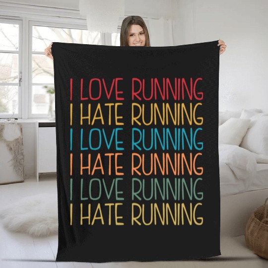 I Love Running, I Hate Running Fleece Blankets
