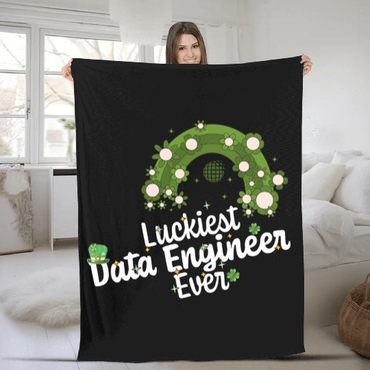 Luckiest Data Engineer St Patricks Day Engineering Fleece Blankets