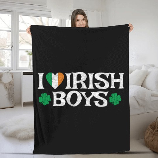 I Love Irish Boys Heart Ireland Cute Fleece Blankets