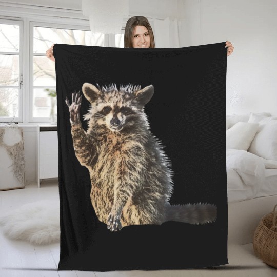 Sunny Raccoon: Happy Print Collection Fleece Blankets