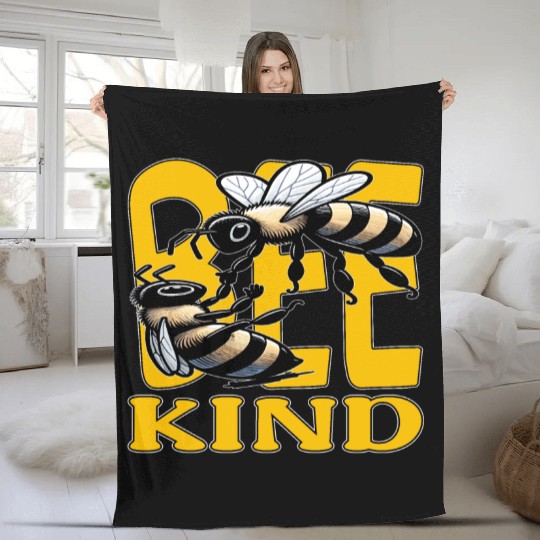 Bee Kind, Compassionate Bee Message Fleece Blankets