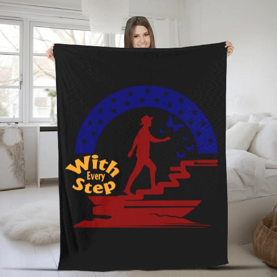 Typography Vector Fleece Blankets design With Every Step