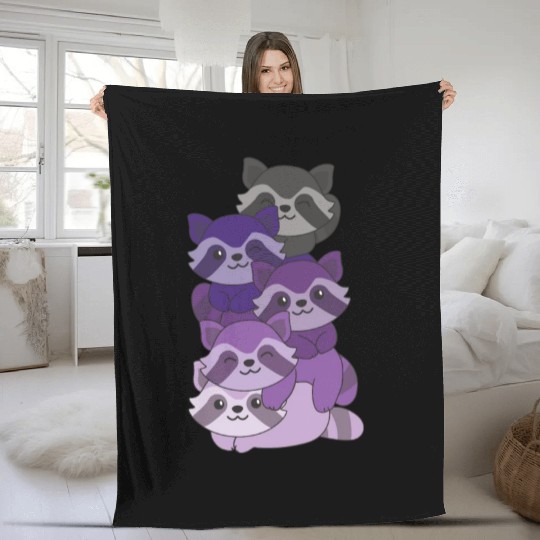 Enbian Flag Pride Lgbtq Cute Raccoon Pile Fleece Blankets