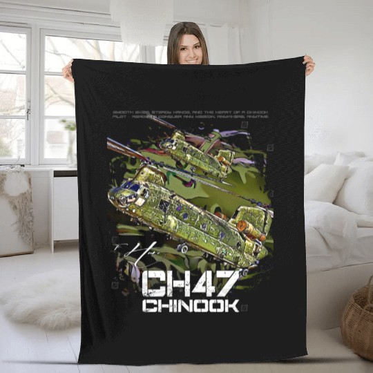 CH-47 Chinook helicopter Fleece Blankets