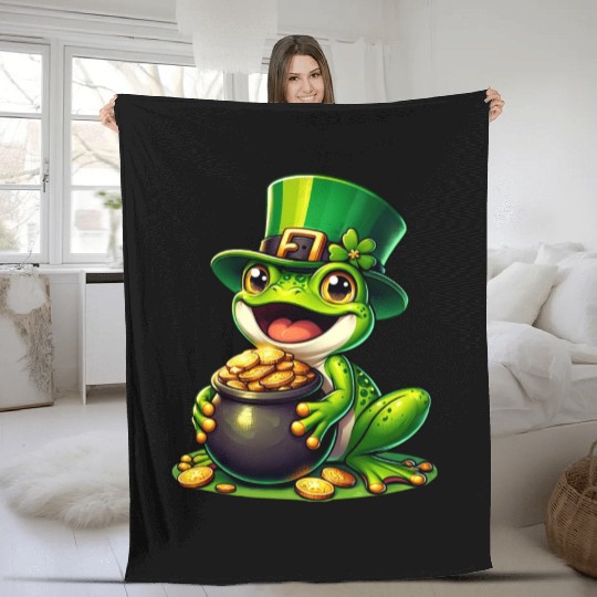 St. Patrick's Day Frog with Gold Fleece Blankets