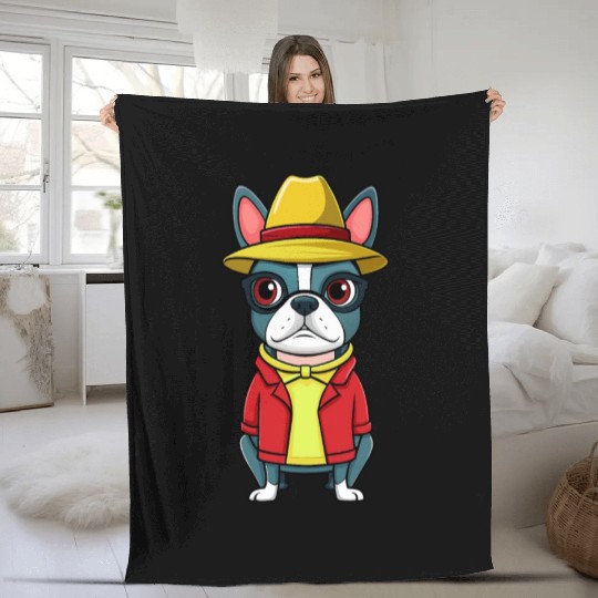 Boston Terrier Mom Stickerscar Smooshfaceunited Fleece Blankets