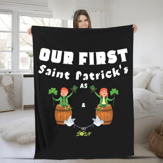 Husband Wife ,Our First St Patrick's Day As Mr&Mrs Fleece Blankets