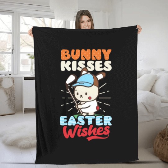 Golf Easter Bunny Kisses Easter Wishes Fleece Blankets