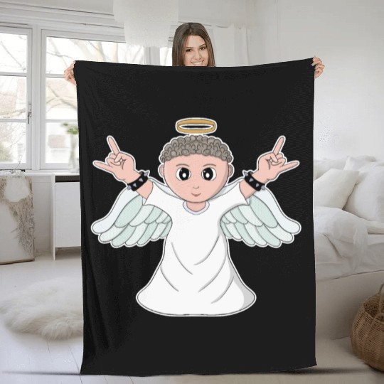 Heavy Music Loving Angel Fleece Blankets