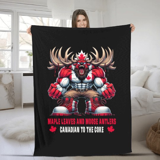 Canada elk design Fleece Blankets
