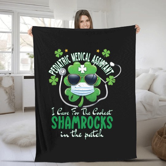 Pediatric Medical Assistant Coolest Shamrocks Fleece Blankets