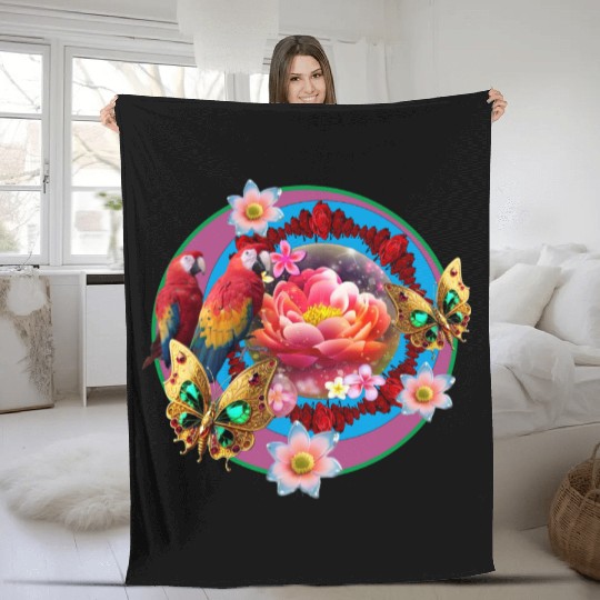 Hello spring design Fleece Blankets