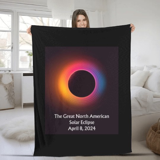 Solar Eclipse Serenade: Solar Eclipse 2024 Fleece Blankets