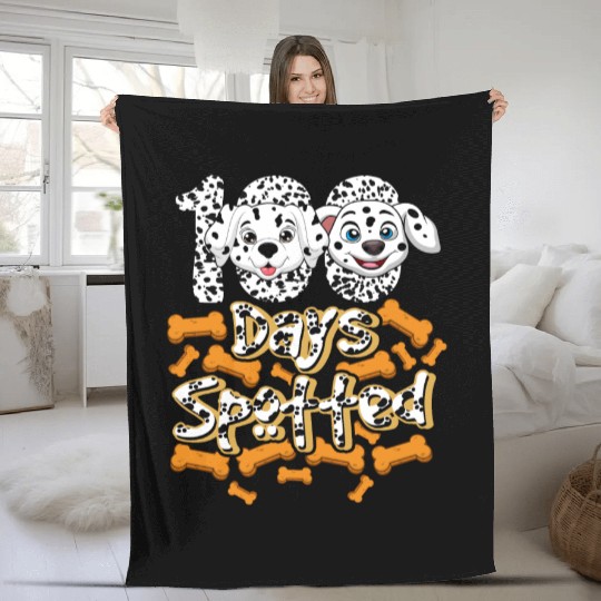 School Fleece Blankets, 100 Days Spotted Dalmatian Puppy