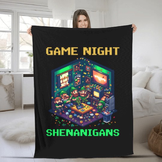 St. Patricks Day Gaming Game Night Shenanigans Fleece Blankets