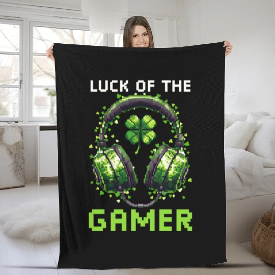 St. Patricks Day Gaming Luck of the Gamer Fleece Blankets