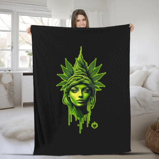 Mary Jane Weed Queen Fleece Blankets
