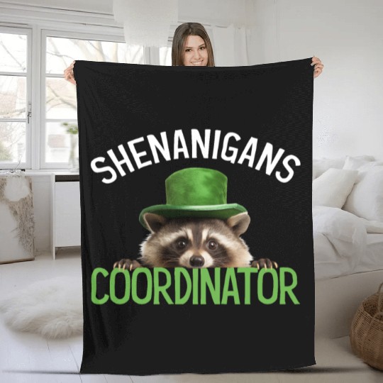 Shenanigans Coordinator Cute Raccoon Funny Fleece Blankets