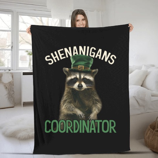 Shenanigans Coordinator Cute Raccoon Funny Fleece Blankets