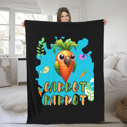 funny carrot parrot Fleece Blankets