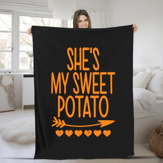 She s My Sweet Potato I Yam SET Thanksgiving Fleece Blankets